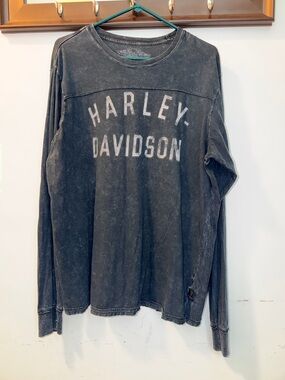 Harley-Davidson Vintage Wash Long Sleeve Tee - Charcoal Gray Size XL